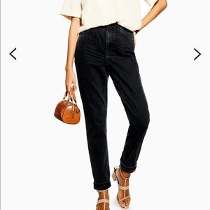 Washed Blank Moto Mom Jeans - Topshop